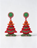 Handmade Christmas Tree Seed Bead Dangle Earrings 6W6JER689