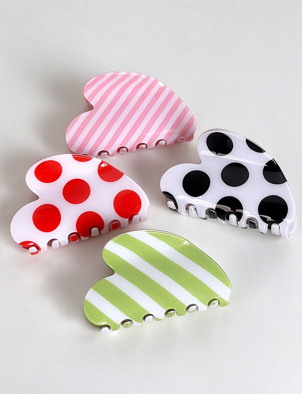 Polka Dot Heart Hair Claw - DippedShop Wholesale - #7939