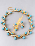 Retro Rhinestones Turquoise Twist Choker Necklace 6W6JNC971