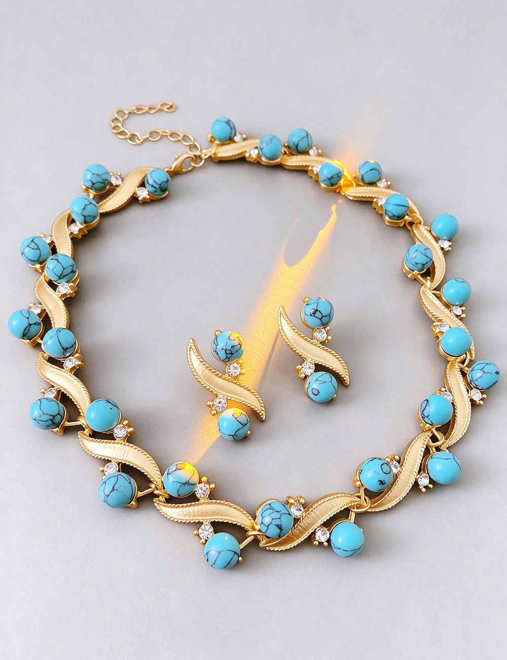 Retro Rhinestones Turquoise Twist Choker Necklace 6W6JNC971