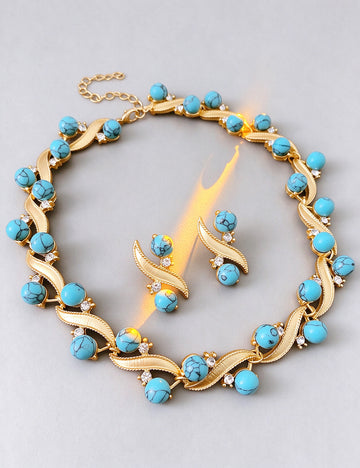 Retro Rhinestones Turquoise Twist Choker Necklace 6W6JNC971