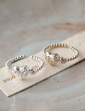 Heart Bowknot Beaded Open Ring - DippedShop Wholesale - #9763