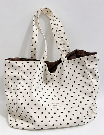 Simple Polka Dots Lightweight Canvas Tote Bag 6W10BBG2471