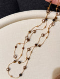 Vintage Tiger's Eye Pearl Chain Necklace 6W6JNC679