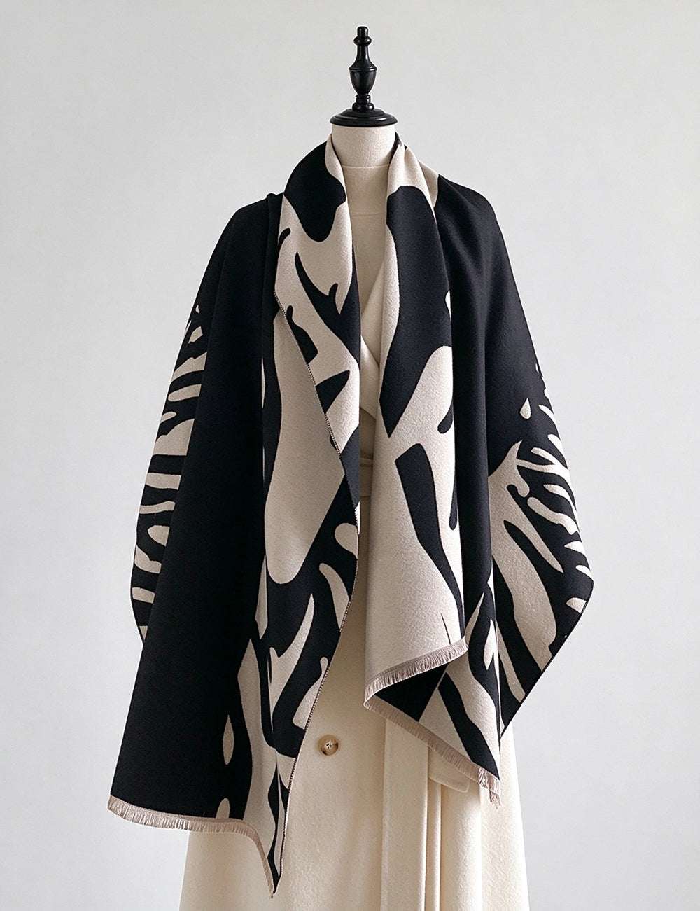 Reversible Jacquard Tassel Scarf - DippedShop Wholesale - #3459