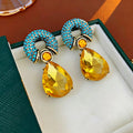 Luxury Rhinestone Circle Teardrop Drop Earrings 6W6JER751