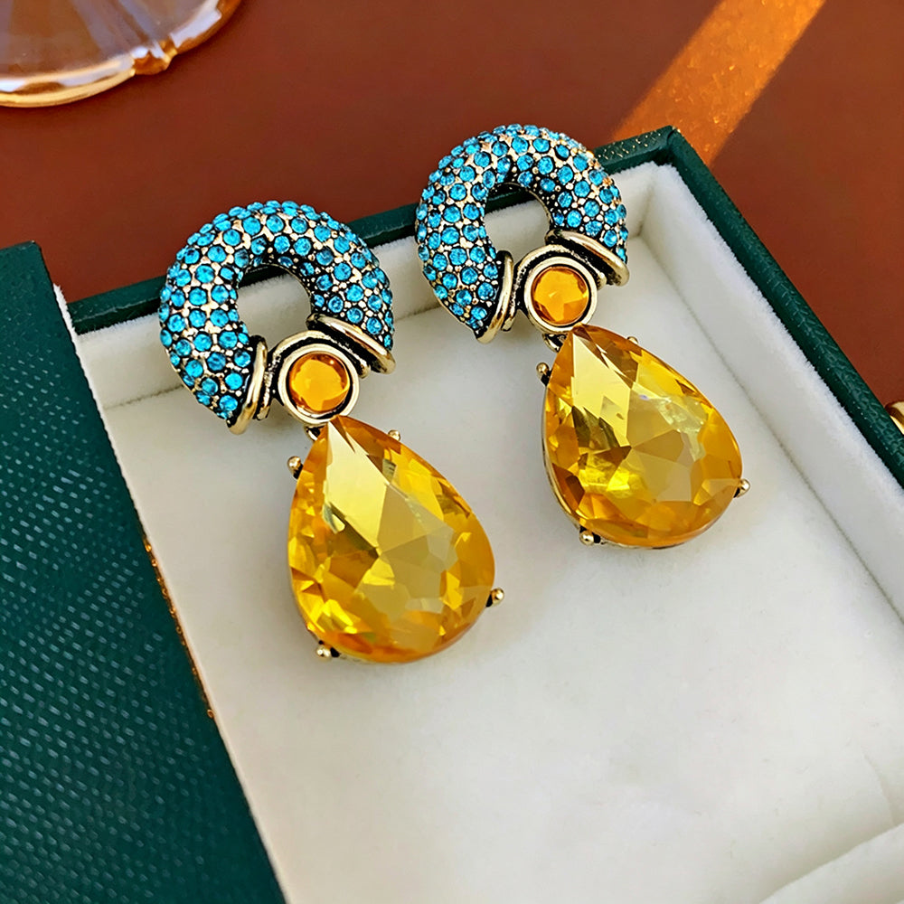 Luxury Rhinestone Circle Teardrop Drop Earrings 6W6JER751