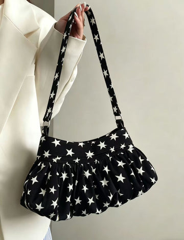 Color Block Star Print Ruffled Underarm Bag 6W10BBG1317