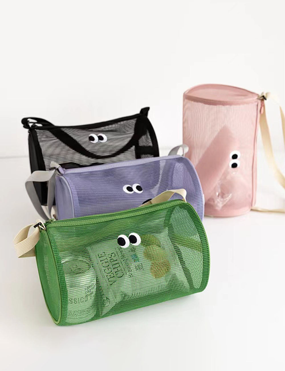 Simple Eye Embroidered Mesh Makeup Bag MK2BW6S10BOB116