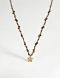 Vintage Rhinestones Star Pendant Beaded Chain Necklace 6W6JNC684