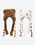Cute Bear Ear Fur Knit Hat with Ties 6W6HAT680
