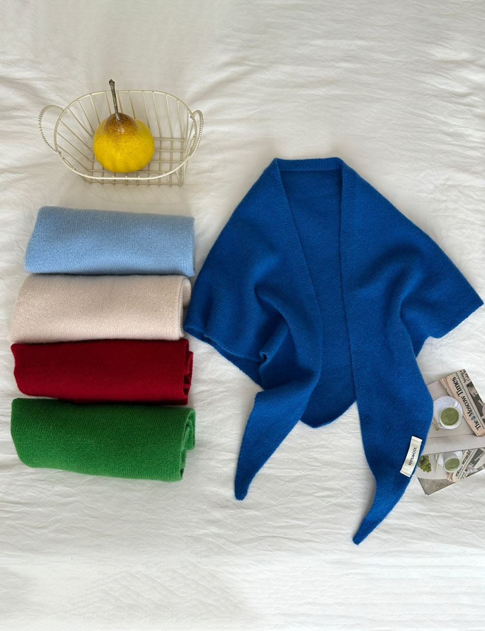 Simple Wool-Blend Solid Color Triangle Knit Scarf 6W6NSC85