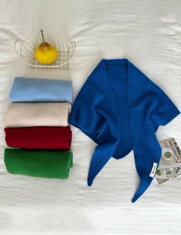 Simple Wool-Blend Solid Color Triangle Knit Scarf 6W6NSC85