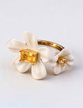 Trendy Enamel Flower Cubic Zirconia Open Ring 6W6JRG374