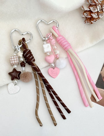 Trendy Plush Ball Heart Pendant Keychain Bag Charm 6W10BBC389