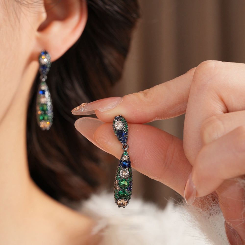 Vintage Cubic Zirconia Teardrop Dangle Earrings 6W6JER706