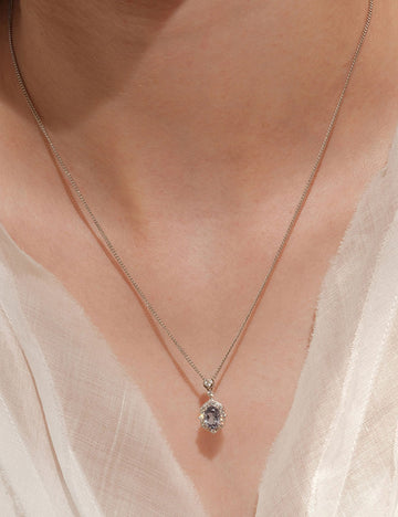 Elegant Silver Plated Rhinestones Pendant Choker Necklace 6W6JNC683