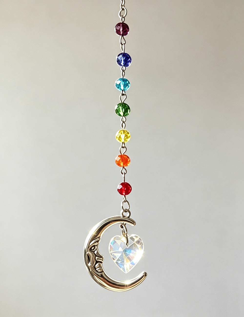 Colorful Crystal Bead Heart Moon Sun Catcher 6H7HLS141