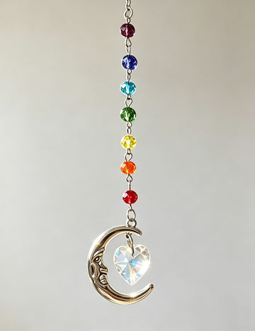 Colorful Crystal Bead Heart Moon Sun Catcher 6H7HLS141