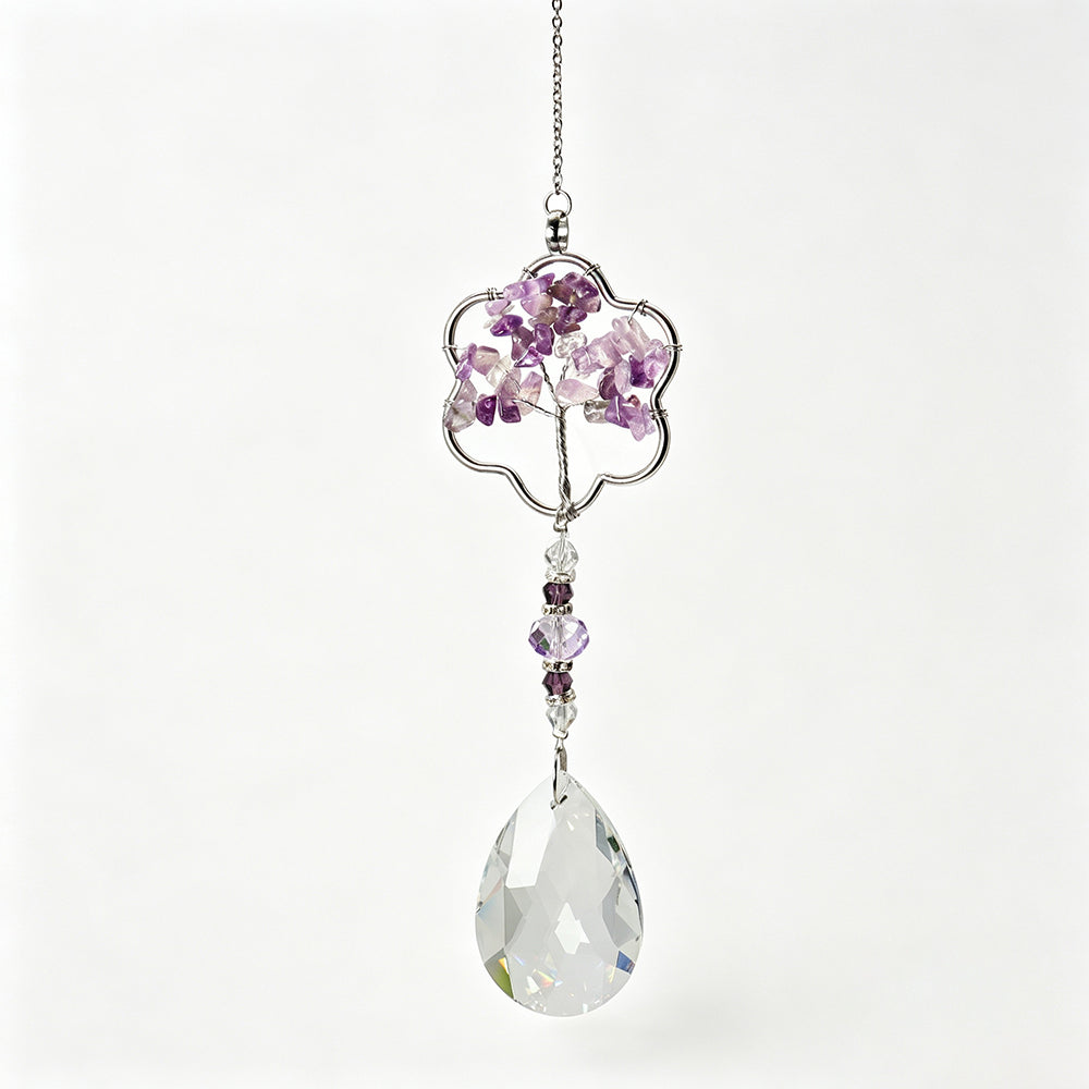 Purple Stone Tree of Life Crystal Sun Catcher 6H7HLS169