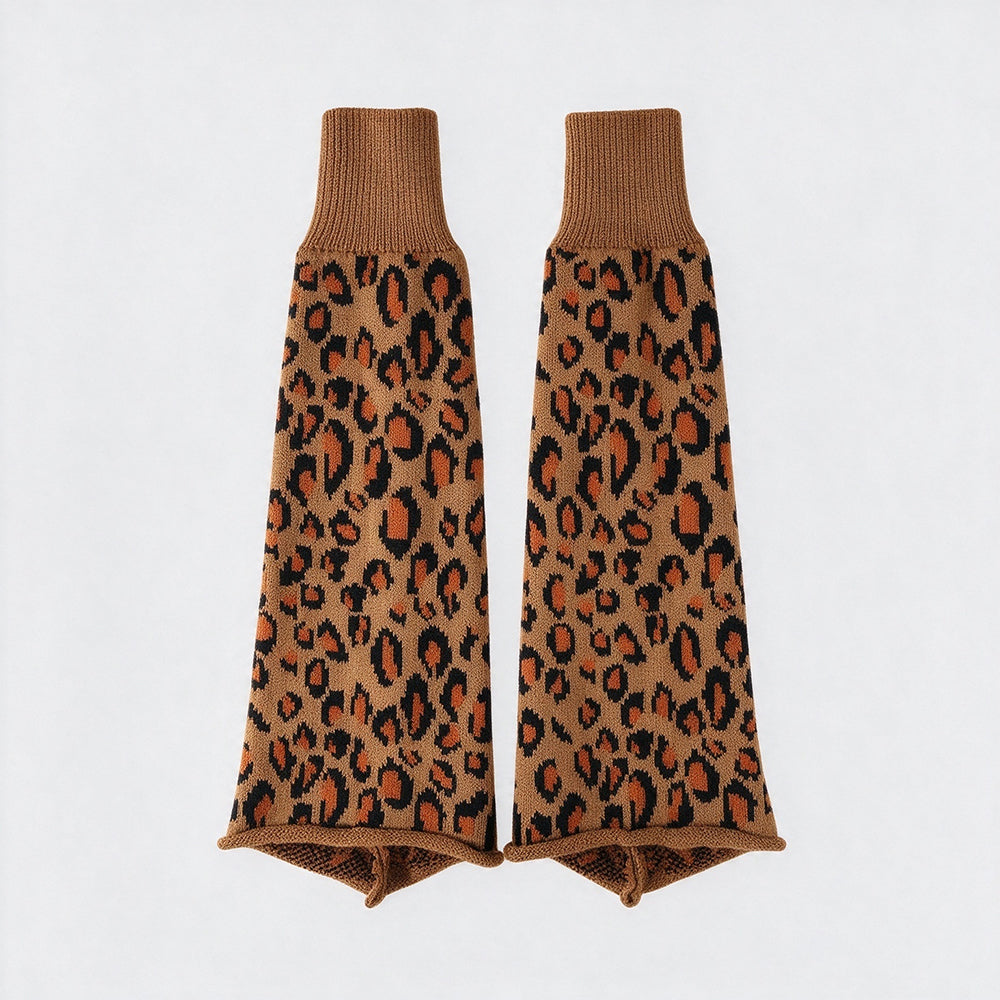 Vintage Leopard Pattern Rib Cuff Socks 6W8FSO1001