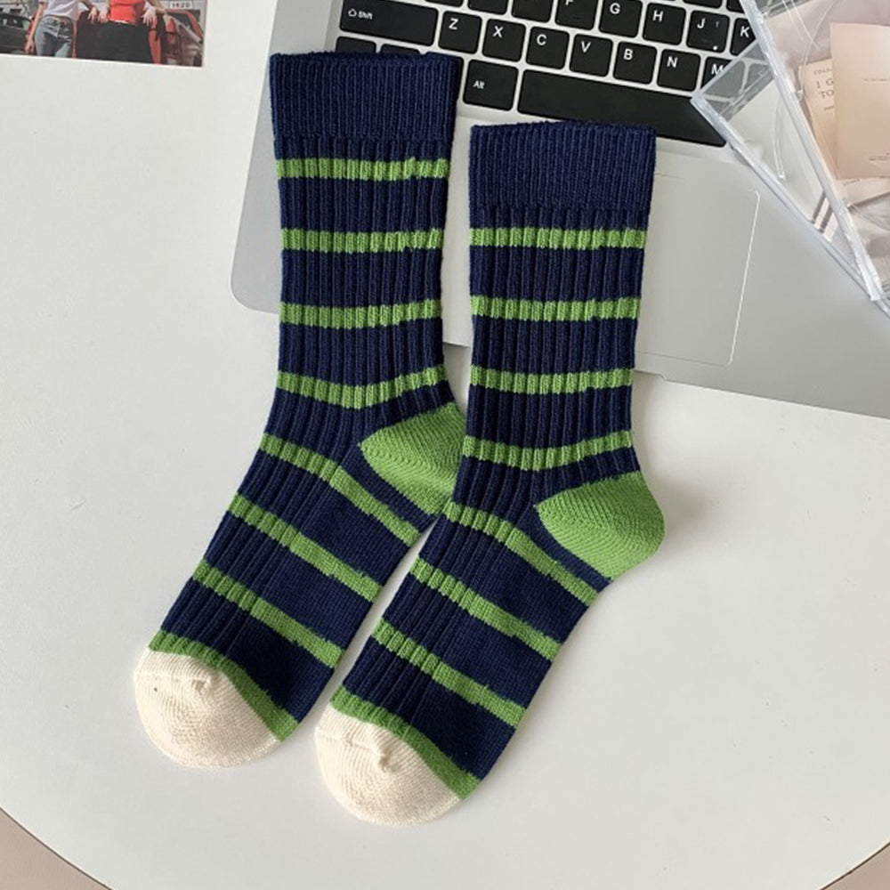 Striped Rib Knit Socks - DippedShop Wholesale - #8147