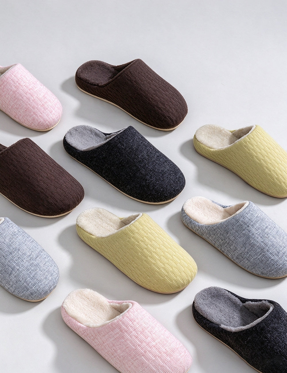Soft Fleece-Lined Solid Color Winter Slippers 6W8FSP294
