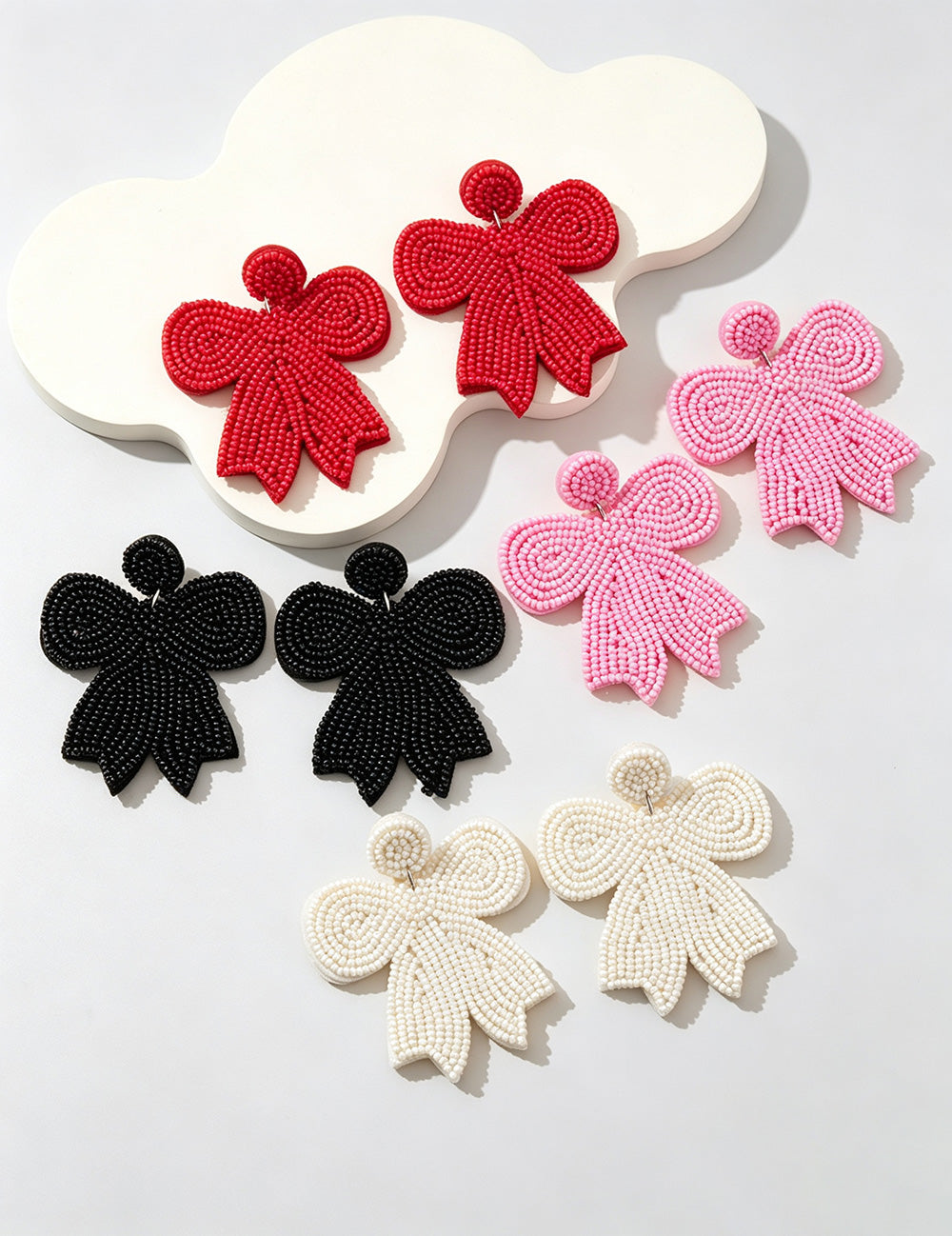 Beaded Bowknot Pendant Earrings - DippedShop Wholesale - #4387
