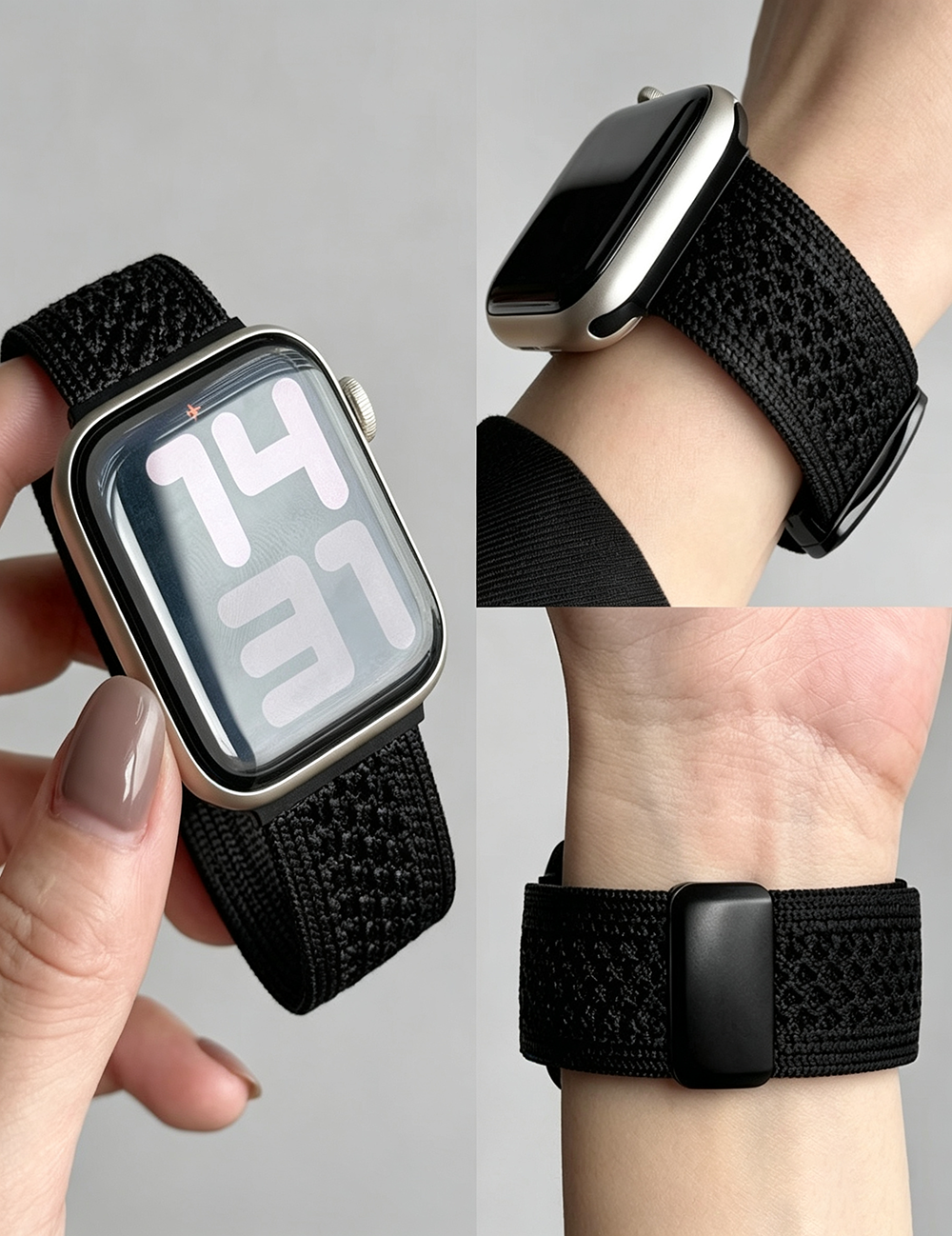 Solid Color Nylon Weave Hollow Watch Band 6W6JWA113