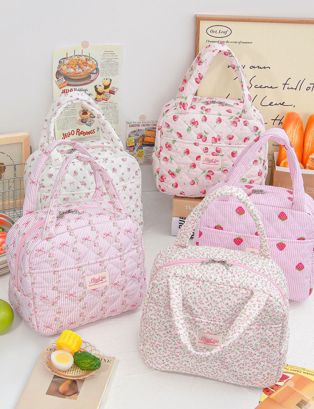 Strawberry Quilted Cosmetic Bag - DippedShop Wholesale - #6323