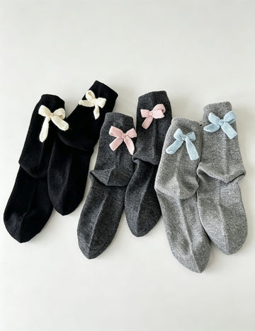 Elegant Bow Knot Warm Wool Blend Slouch Socks 6W8FSO541