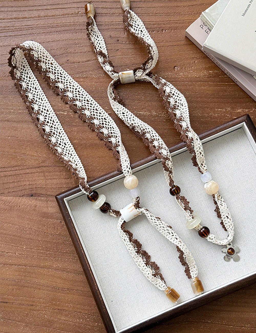 Boho Beaded Lace Necklace - DippedShop Wholesale - #0851