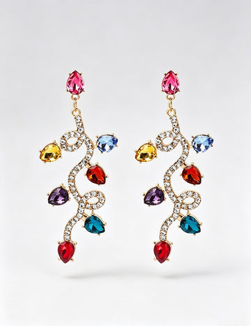 Christmas Colorful Light Bulb Rhinestone Dangle Earrings 6W6JER678