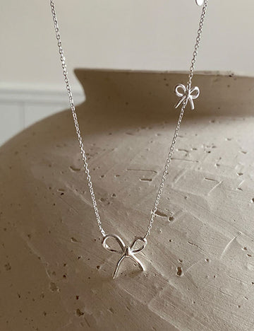 Minimalist Bow Knot Pendant Chain Necklace 6W6JNC435