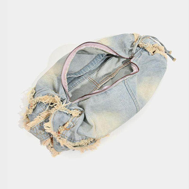 Large Capacity Washed Distressed Shoulder Bags 6W10BBG1341