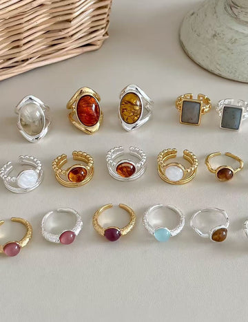 Gold Plated Natural Stone Open - DippedShop Wholesale - #7731