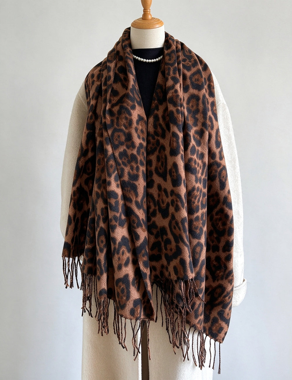 Leopard Print Tassel Scarf - DippedShop Wholesale - #9843