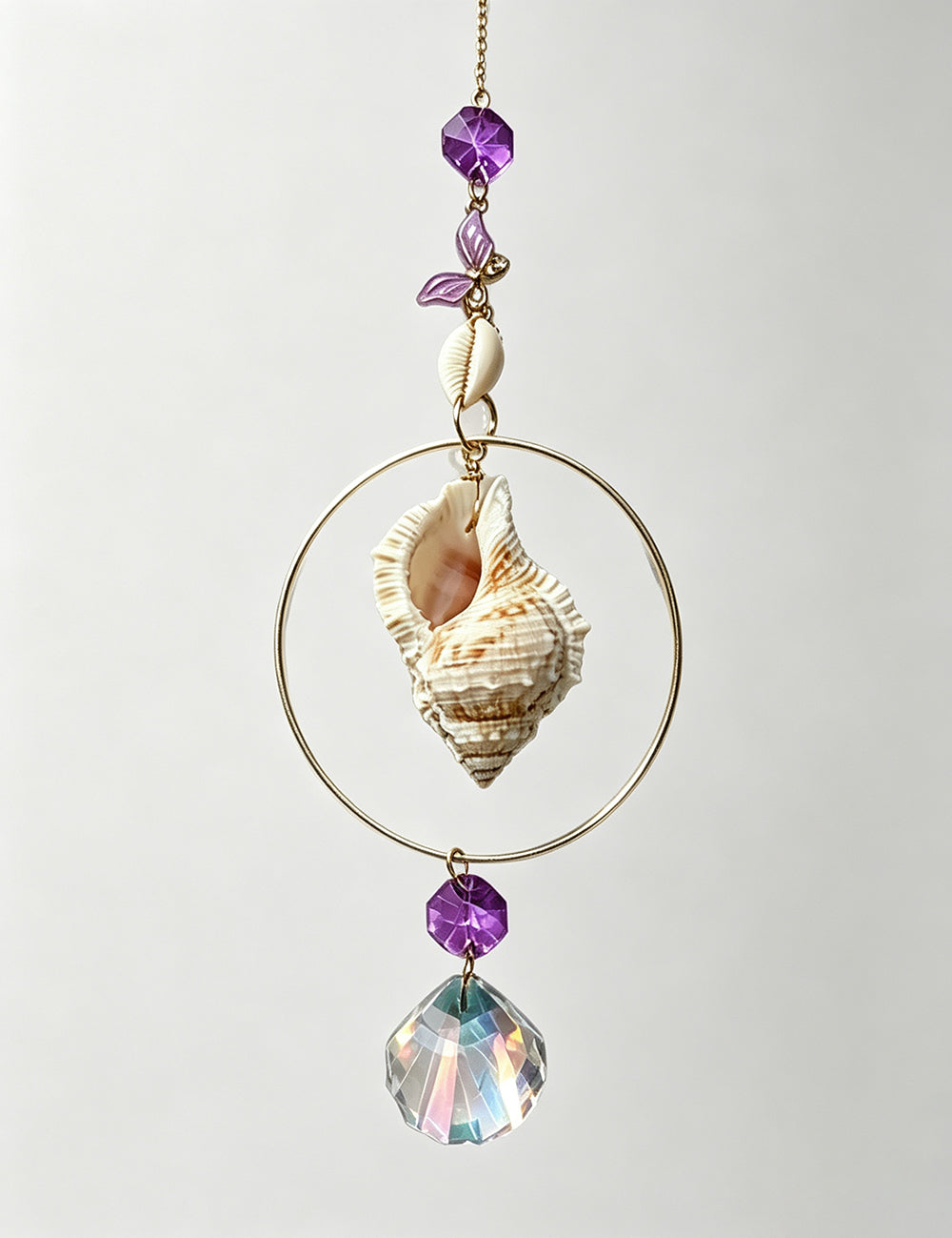 Crystal Prism Seashell Sun Catcher Wind Chime 6H7HLS209