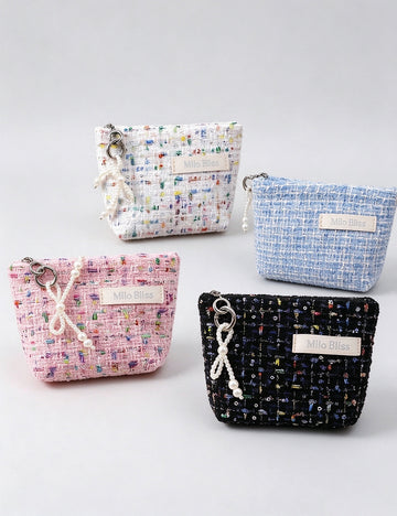 Tweed Cosmetic Bag - DippedShop Wholesale - #7555