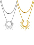 Minimalist Double Layer Sunflower Pendant Necklaces 6W6JNC650