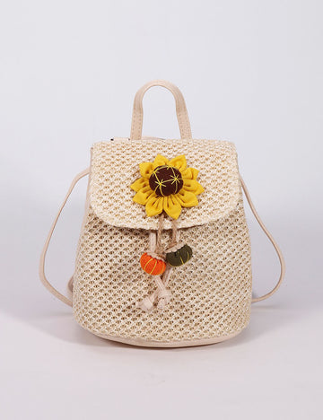 Trendy Straw Woven Sunflower Backpack 6S10BBG1434