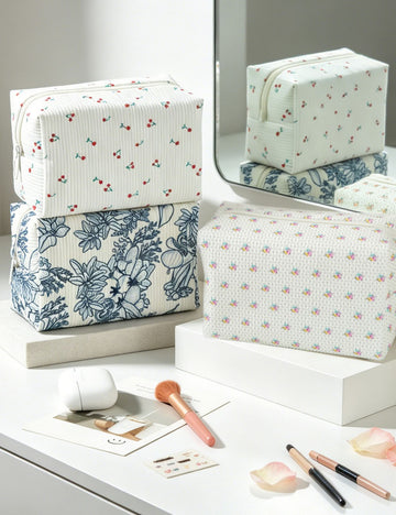 Chic Floral Print Corduroy Cosmetic Bag 6S5CO103