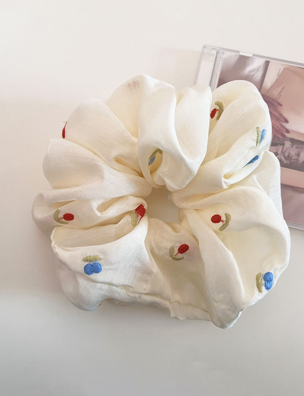 Sweet Floral Embroideried Fluffy Elastic Scrunchies MK2BW6W6HSR70