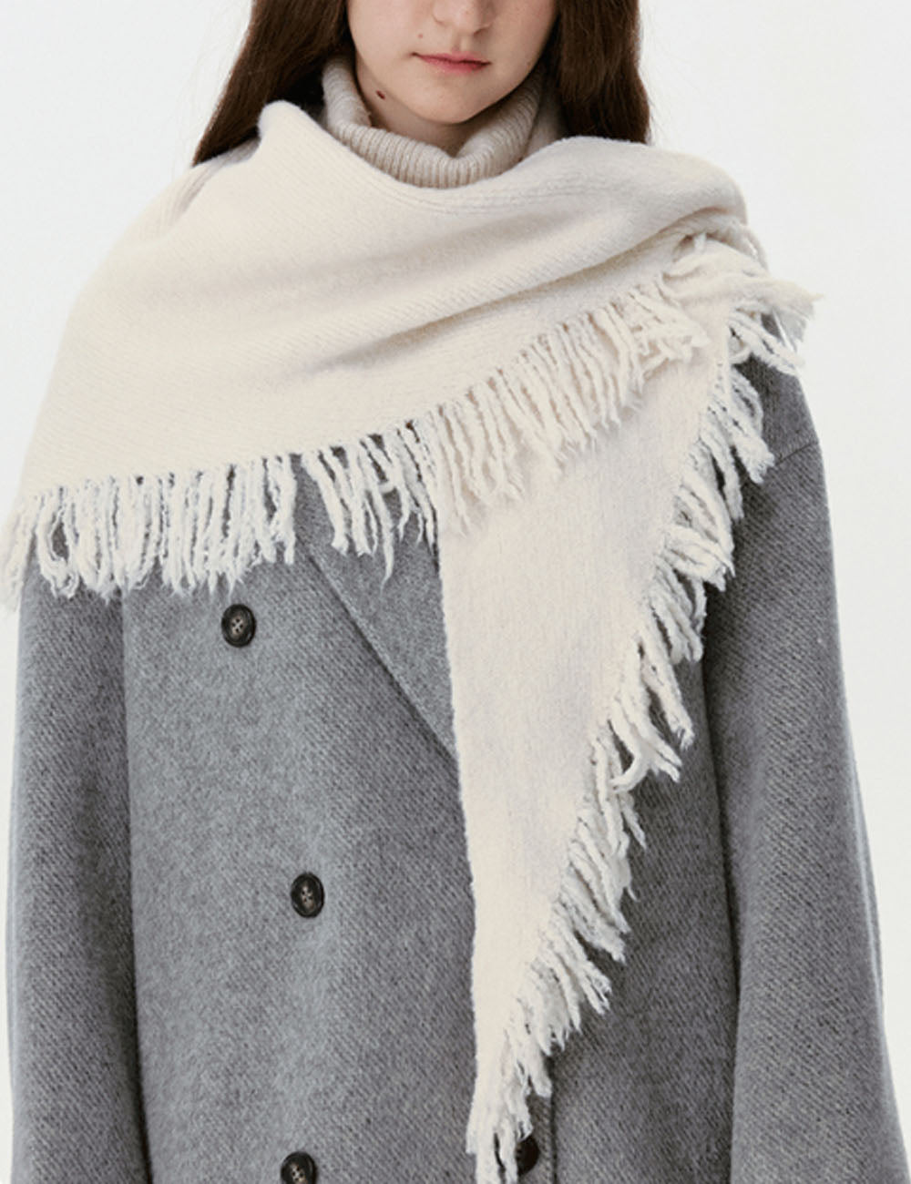 Simple Solid Color Triangle Tassel Knit Shawl Scarf 6W6NSC133