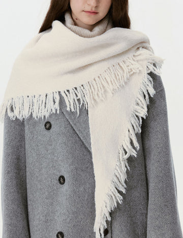 Simple Solid Color Triangle Tassel Knit Shawl Scarf 6W6NSC133