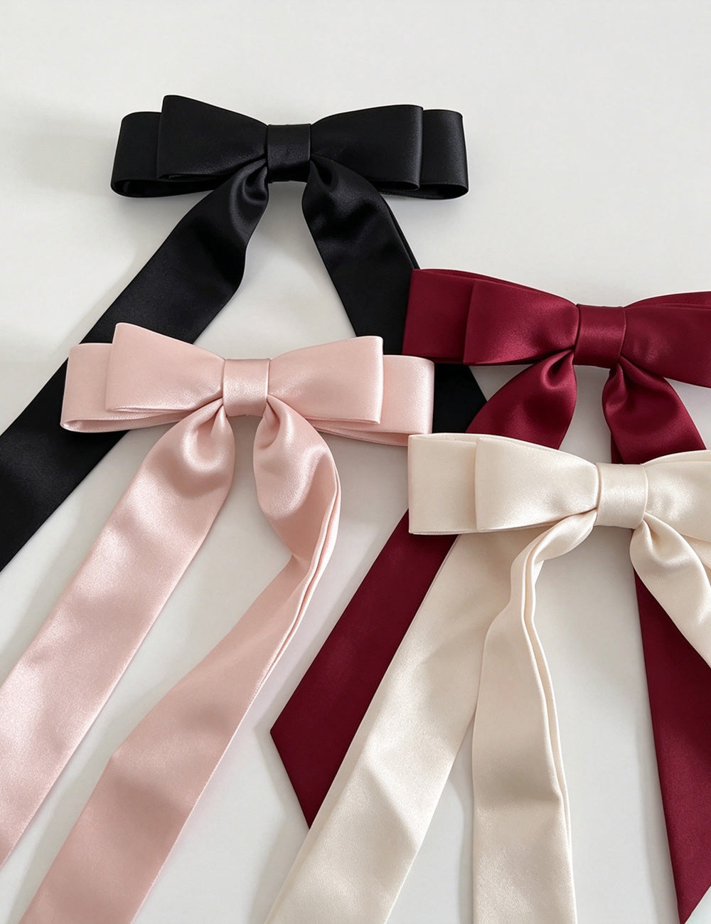 Sweet Solid Color Satin 3D Bowknot Hair Clips 6W6HCP1230