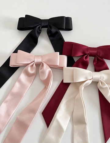 Sweet Solid Color Satin 3D Bowknot Hair Clips 6W6HCP1230
