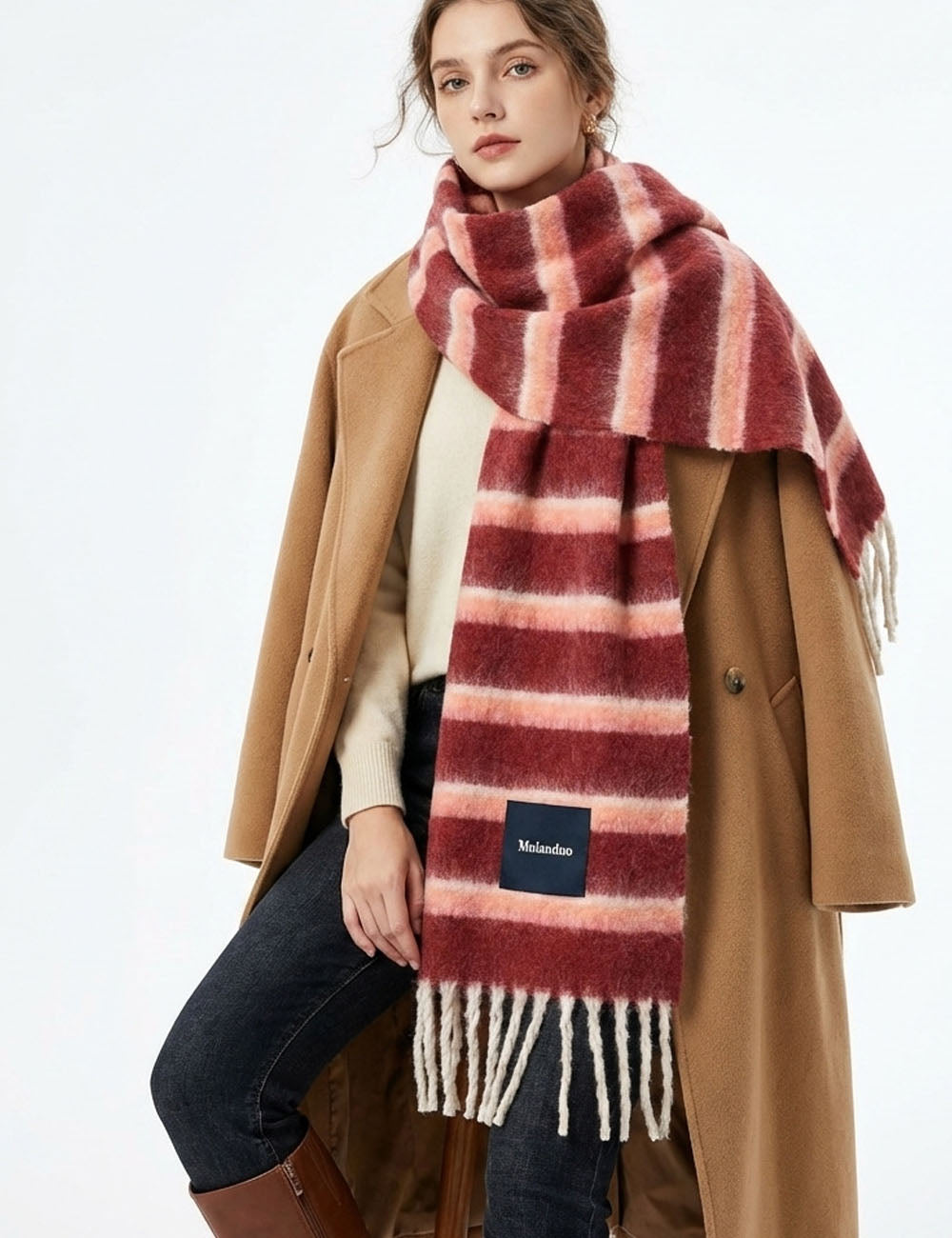 Colorblock Thick Tassel Scarf - DippedShop Wholesale - #4243