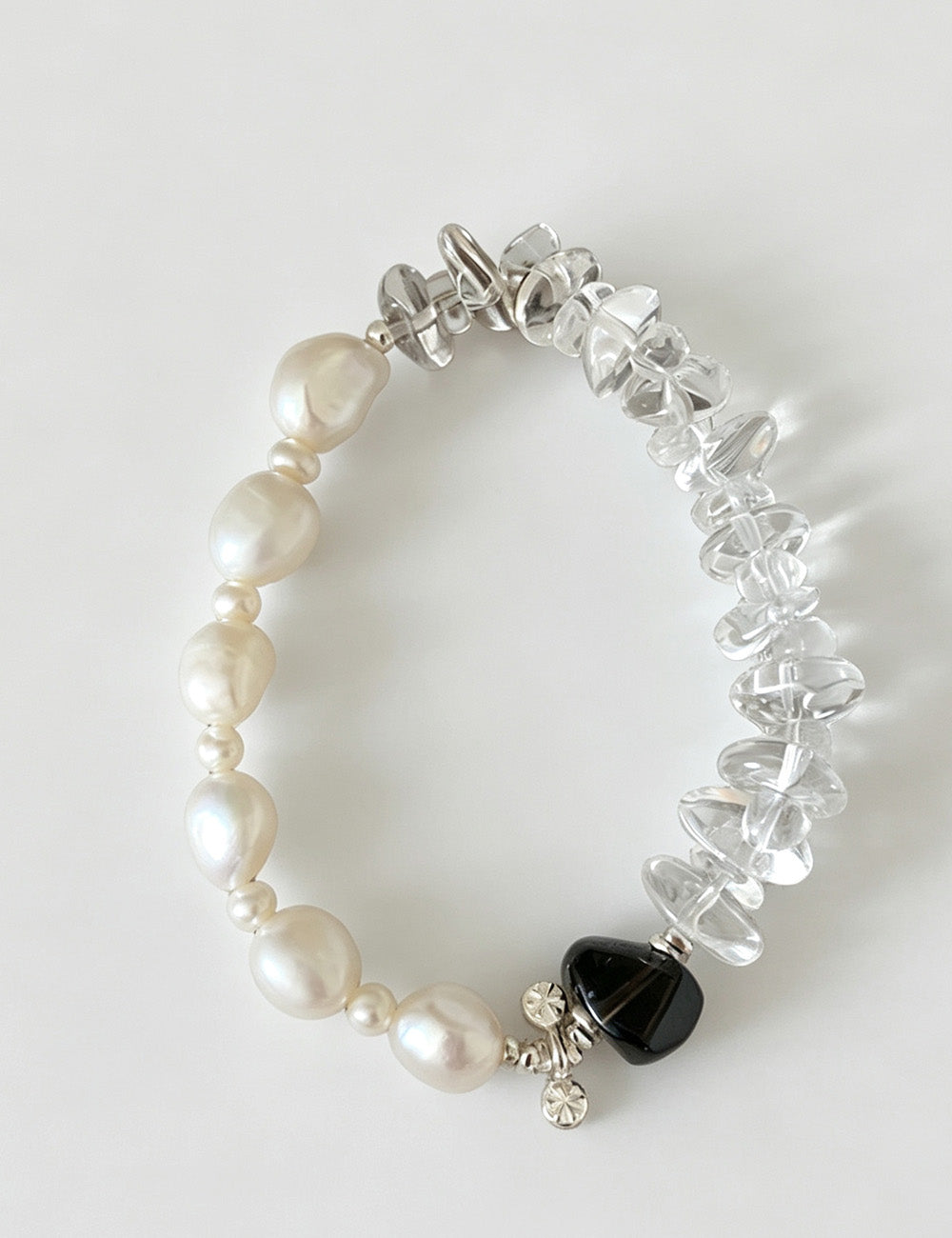 Trendy Pearl Irregular Transparent Bead Chain Bracelet 6W6JBR457