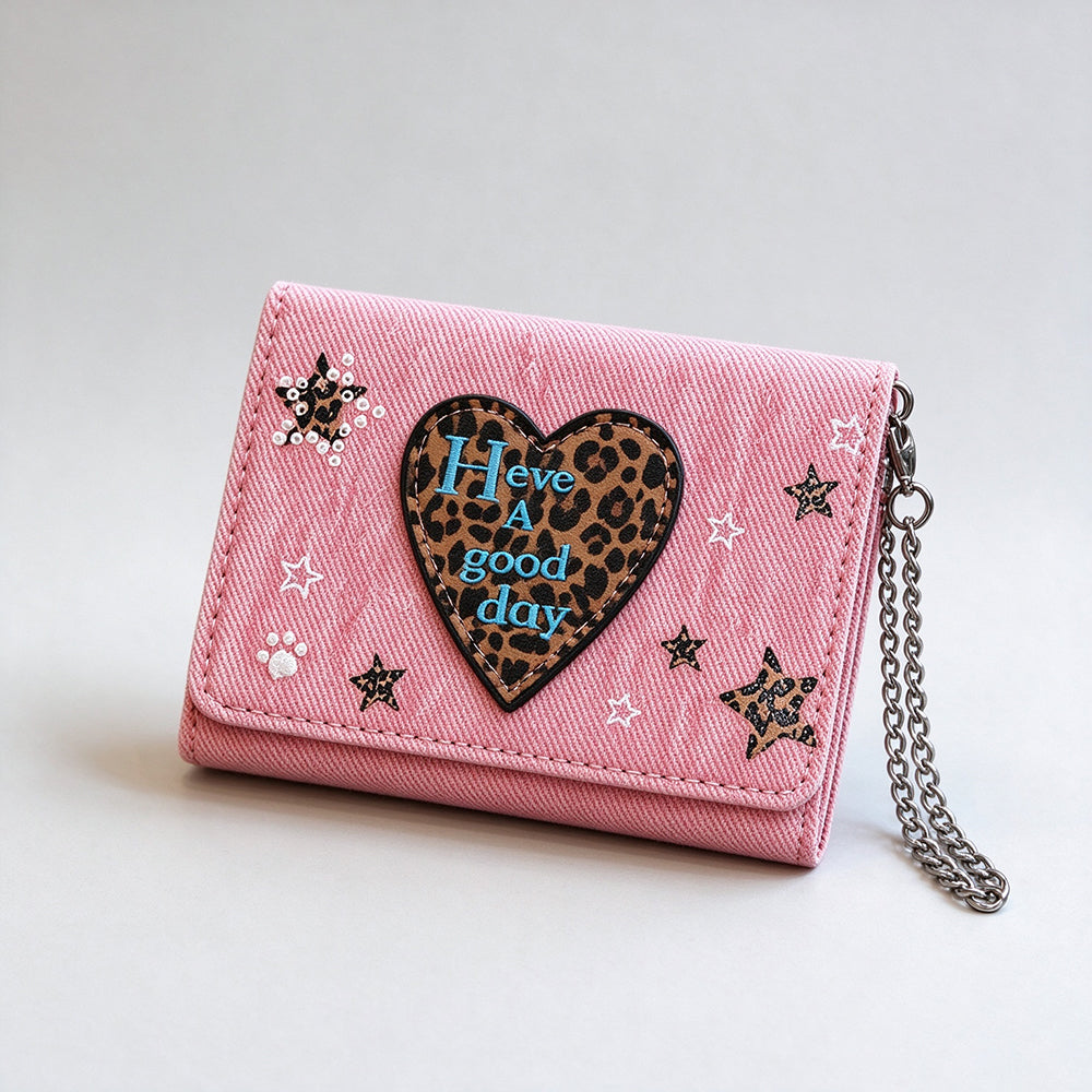 Leopard Print Heart Wallet - DippedShop Wholesale - #0163
